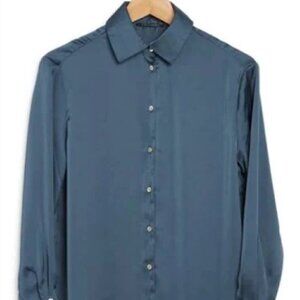 Tahari Satin-Look Blue Blouse